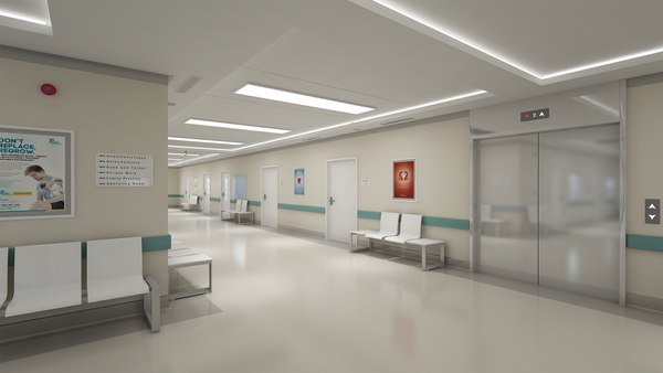 Modello 3D Corridoio corridoio fotorealistico dell'ospedale-2 ...