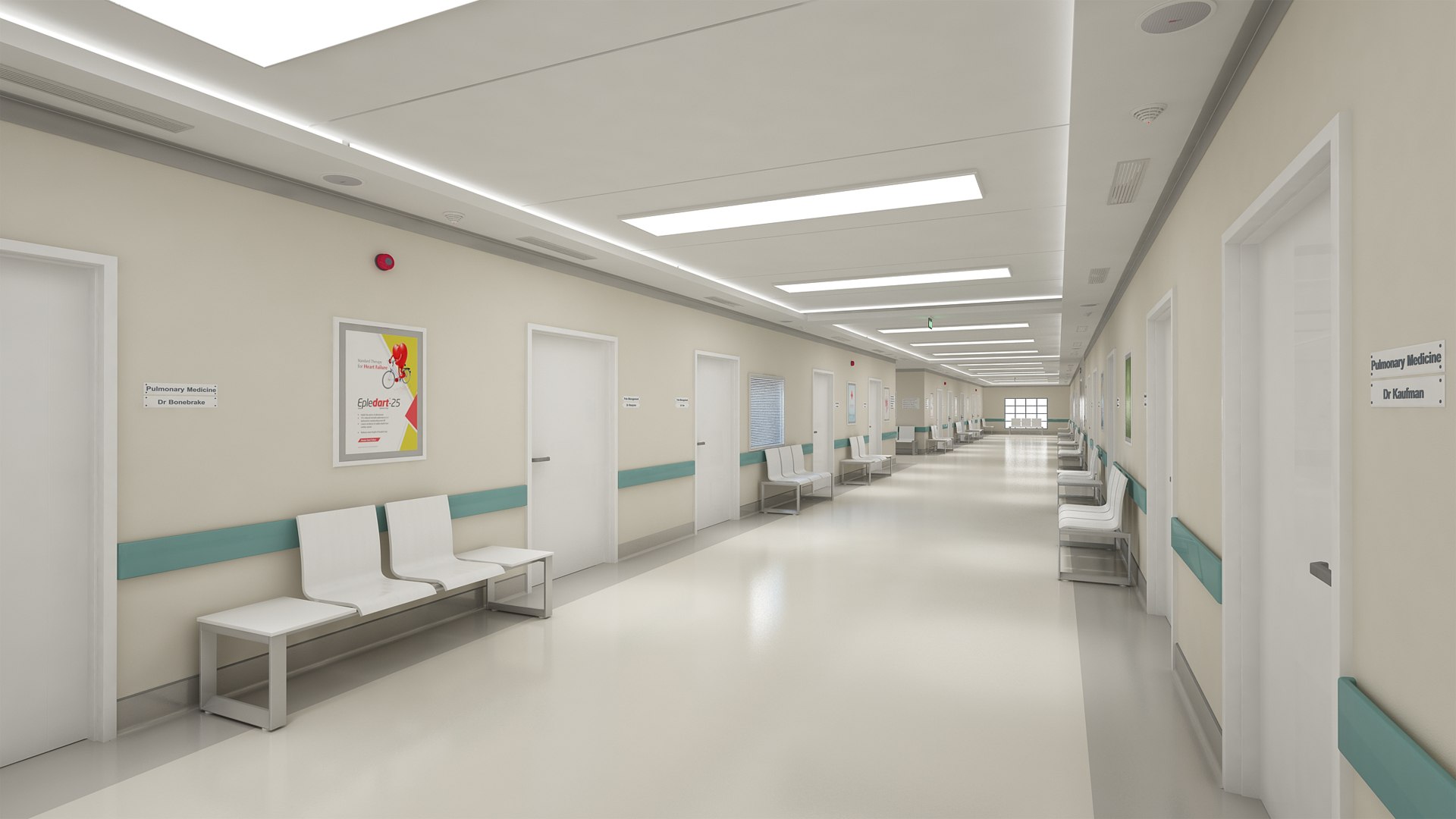 3D Hospital Hallway Corridor Model - TurboSquid 1384317