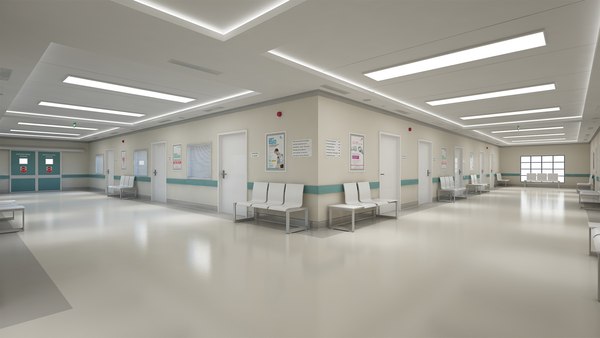 Modello 3D Corridoio corridoio fotorealistico dell'ospedale-2 ...