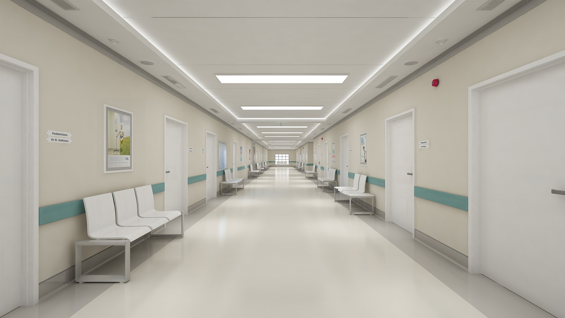 3D Hospital Hallway Corridor Model - TurboSquid 1384317