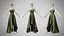 Robe 28 en velours vert olive avec motif