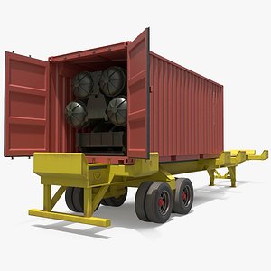 3D model Missile Launch Container on Trailer