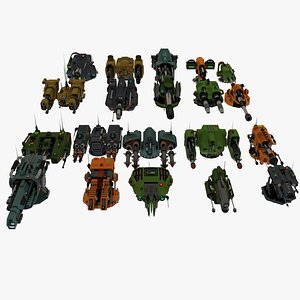 low poly turrets 3D