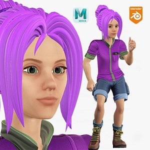 3D Cartoon Rigged Cute Little Girl-Shina Character 3D Model model