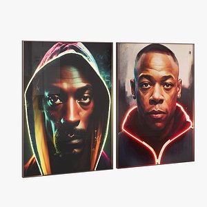 3D Snoop and Dre posters with neon model