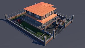 3D model 3-Storey Villa With Garden
