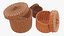 Three wicker boxes