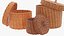 Three wicker boxes