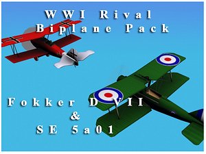 3d model wwi rival biplane pack