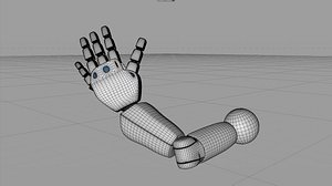 Rigged Robotic arm with hand and fingers 3D model