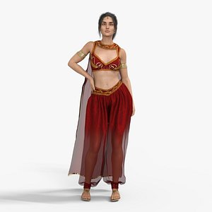 3D Persian Beauty Belly Dancer Rigged Animated Low-poly 3D model
