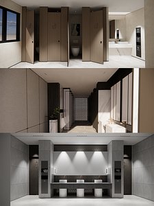 Public Bathroom Interior Scene -B1 3D model