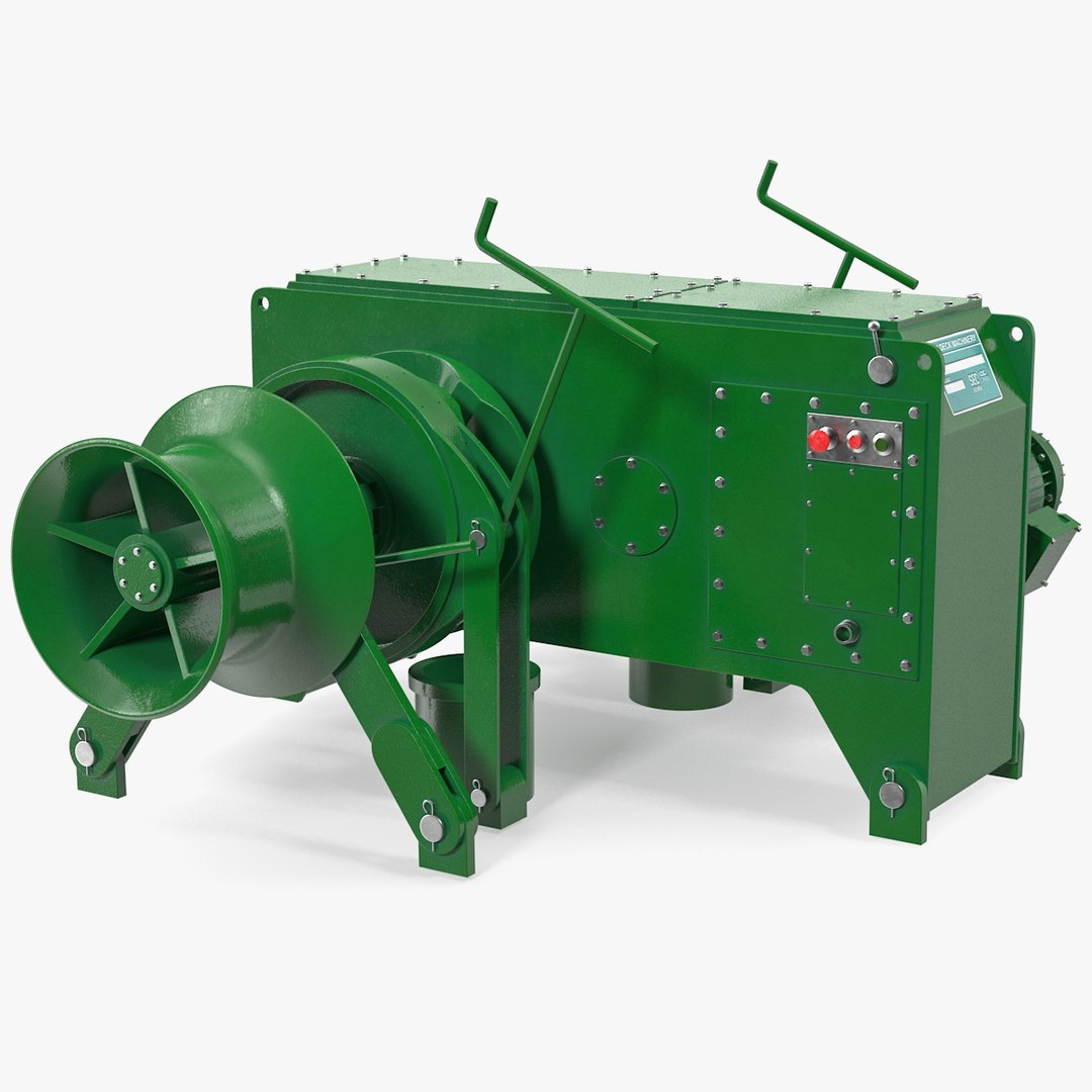 Marine Hydraulic Anchor Windlass Mechanism 3D model preview