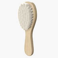 Wooden Infant Hairbrush with Gentle Natural Bristles Fur for Maya
