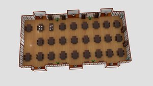3D Japanese Centre Curve Cafe Scene 3D model