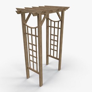 PBR Wooden Arbour Garden Arch D 3D