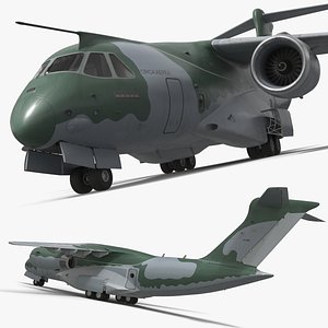 Embraer Millennium C 390 Military Aircraft Camo Simplified 3D model