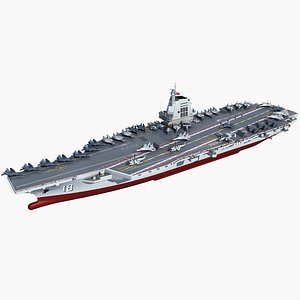 Chinese Aircraft Carrier CV18 with shipboard aircraft 3D