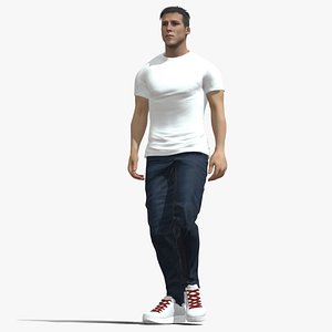 Rigged sport man walking 3D model