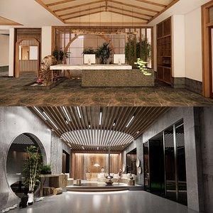 3D Hotel Lobby Interior-B1