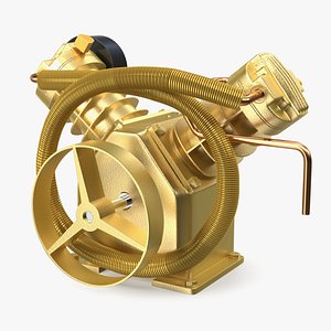 3D model Compressor Pump Twin Cylinder V Style Yellow