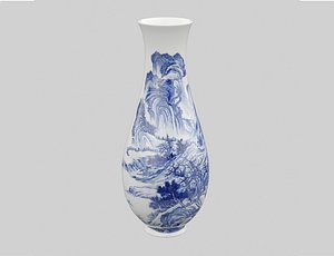 3D vase chinese blue model