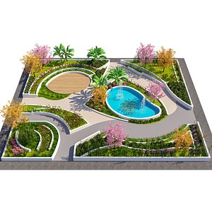3D Modern Zen Garden Plaza