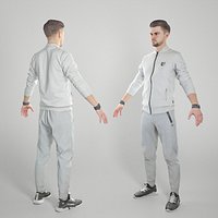 Handsome man in white tracksuit ready for animation 343