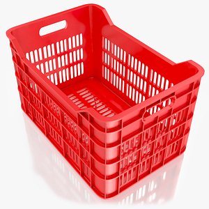3D red plastic crate