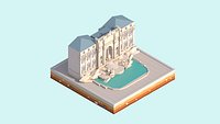 Cartoon Low Poly Trevi Fountain