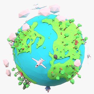 Cartoon low poly earth tree pack