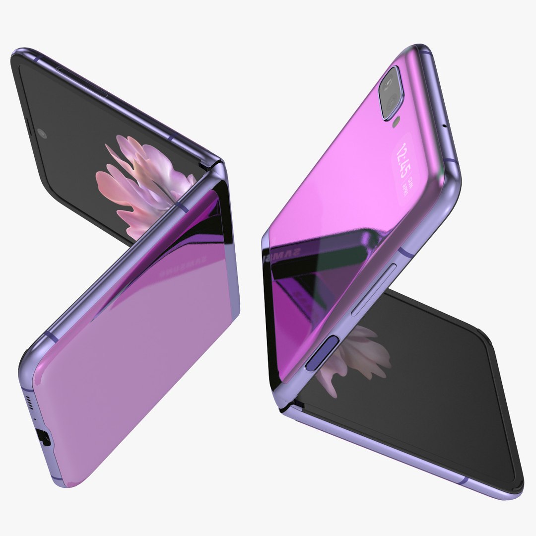 Mirror Purple Samsung Galaxy Z Flip Animated for Cinema 4D 3D model preview