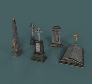 3D model gameready gravestones pack 2