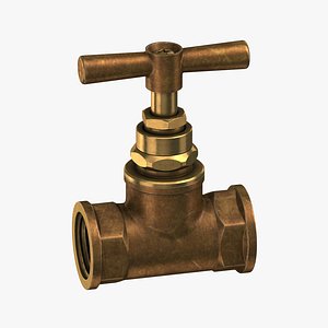 vintage brass pipe valve 3D model