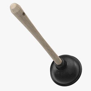 3D household plunger wooden stick