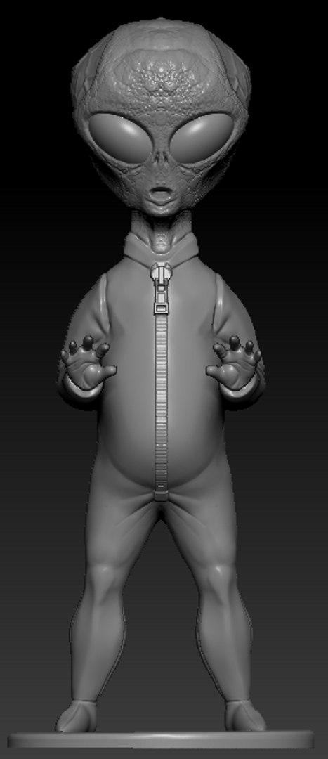 3D simple gray alien stand model - TurboSquid 1297300