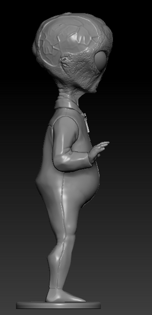 3D simple gray alien stand model - TurboSquid 1297300