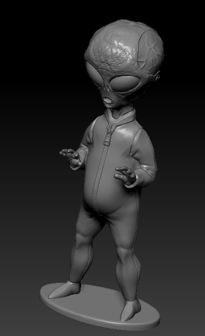 3D simple gray alien stand model - TurboSquid 1297300