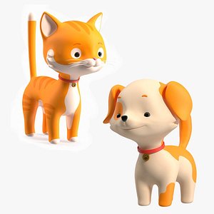 Cartoon Cat and Dog Rigged for Maya Collection