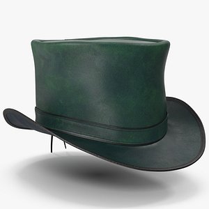Leather Top Hat Green v 2 3D model