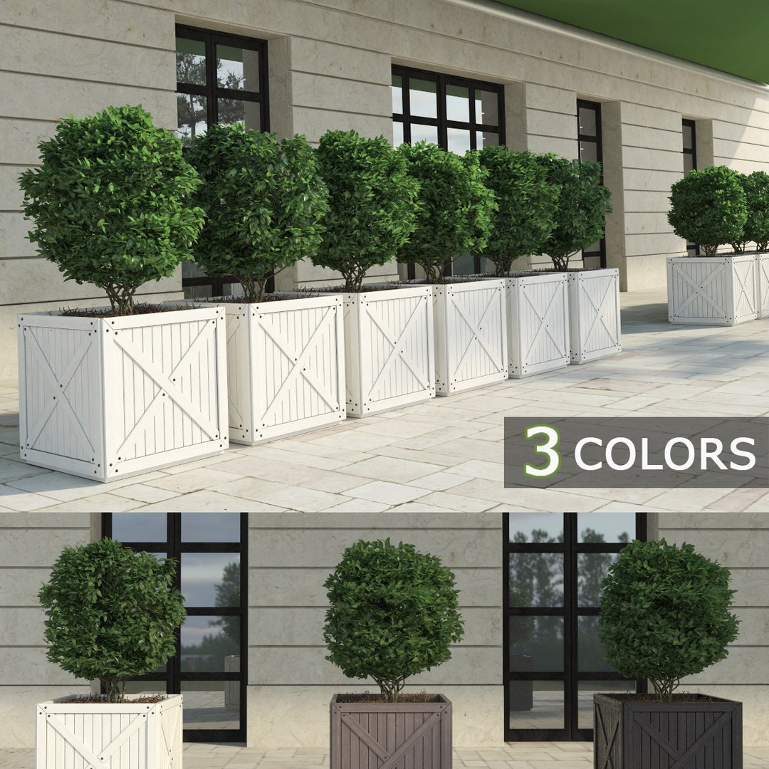 3d model bushes boxes