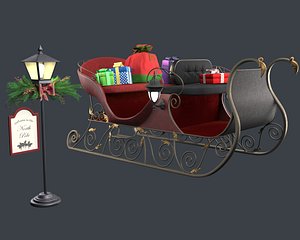 Santas Sleigh and Floor Christmas Lamp 3D model