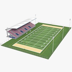 3D American Football court 02 model