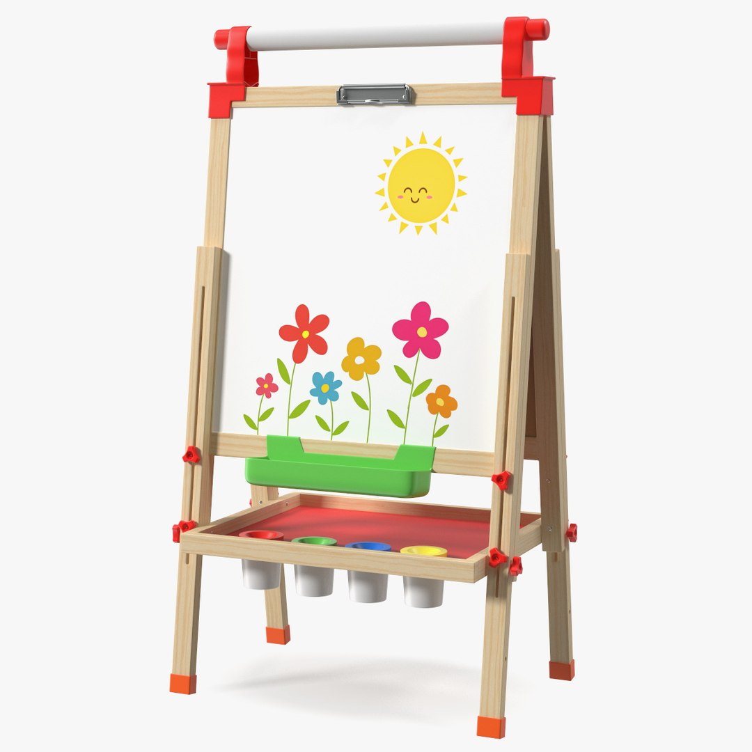 Childrens Whiteboard 38 Inches with Picture 3D model preview