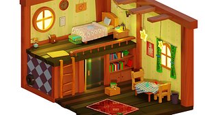 3D A Small Kids cute room isometric blender Low-poly 3D model
