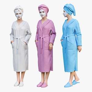Woman in bathrobe