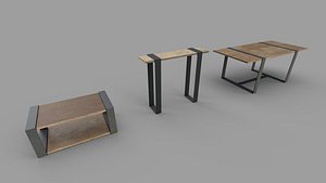 Pack of 3 modern home furniture 3D model