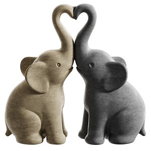 Elephant Couple Heart Sculpture