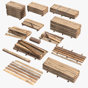 3D Stack of Wooden Planks