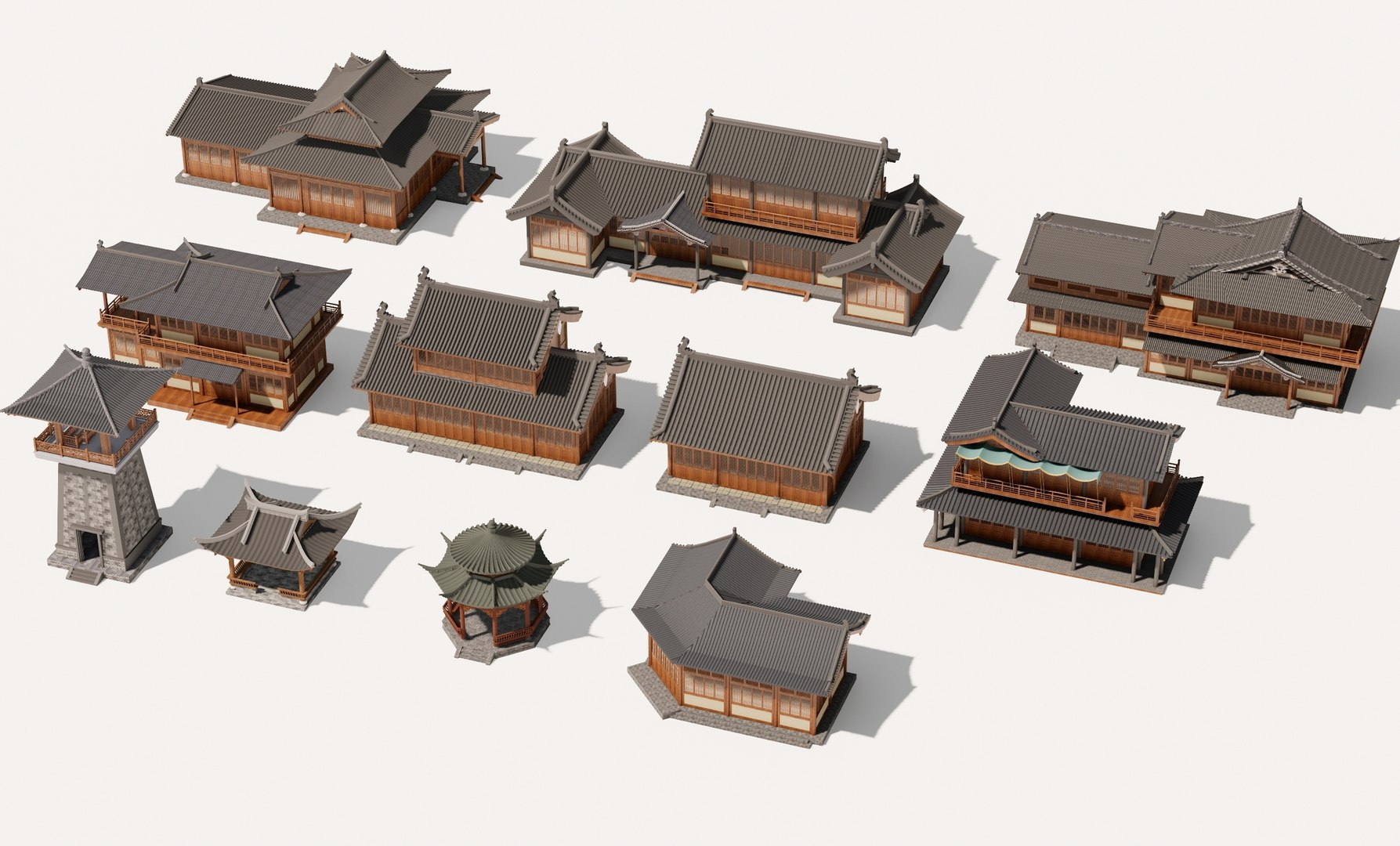Chinese Ancient Architecture Traditional Chinese Ancient Buildings 3D ...
